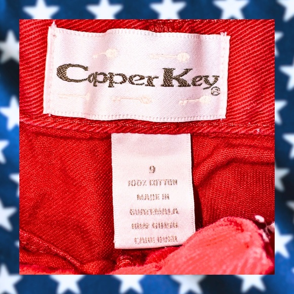 Vintage High Waist Denim Shorts ⚡️ Size 9 ⚡️Red High Waist Shorts ⚡️ Copper Key - Picture 2 of 4